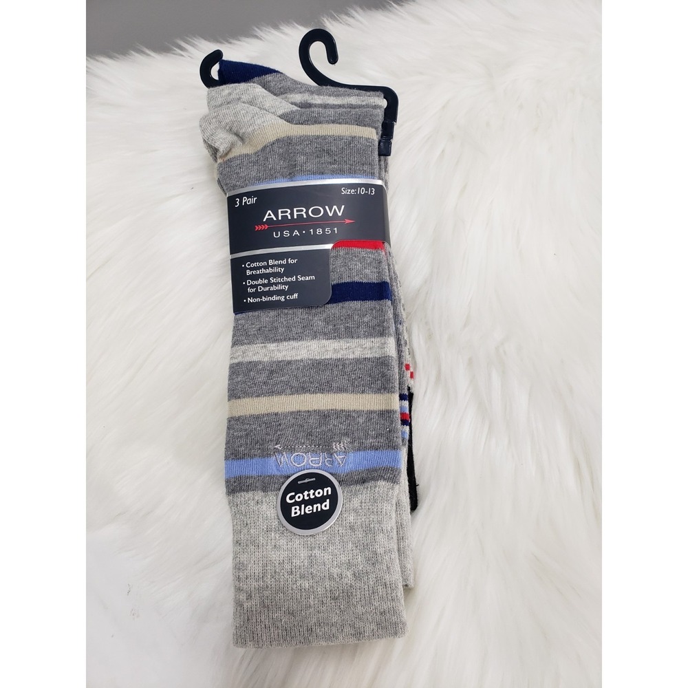 NEW Arrow Brand Tall Crew Cut Socks 2000s Dress Socks Striped Colorful Men 10-13